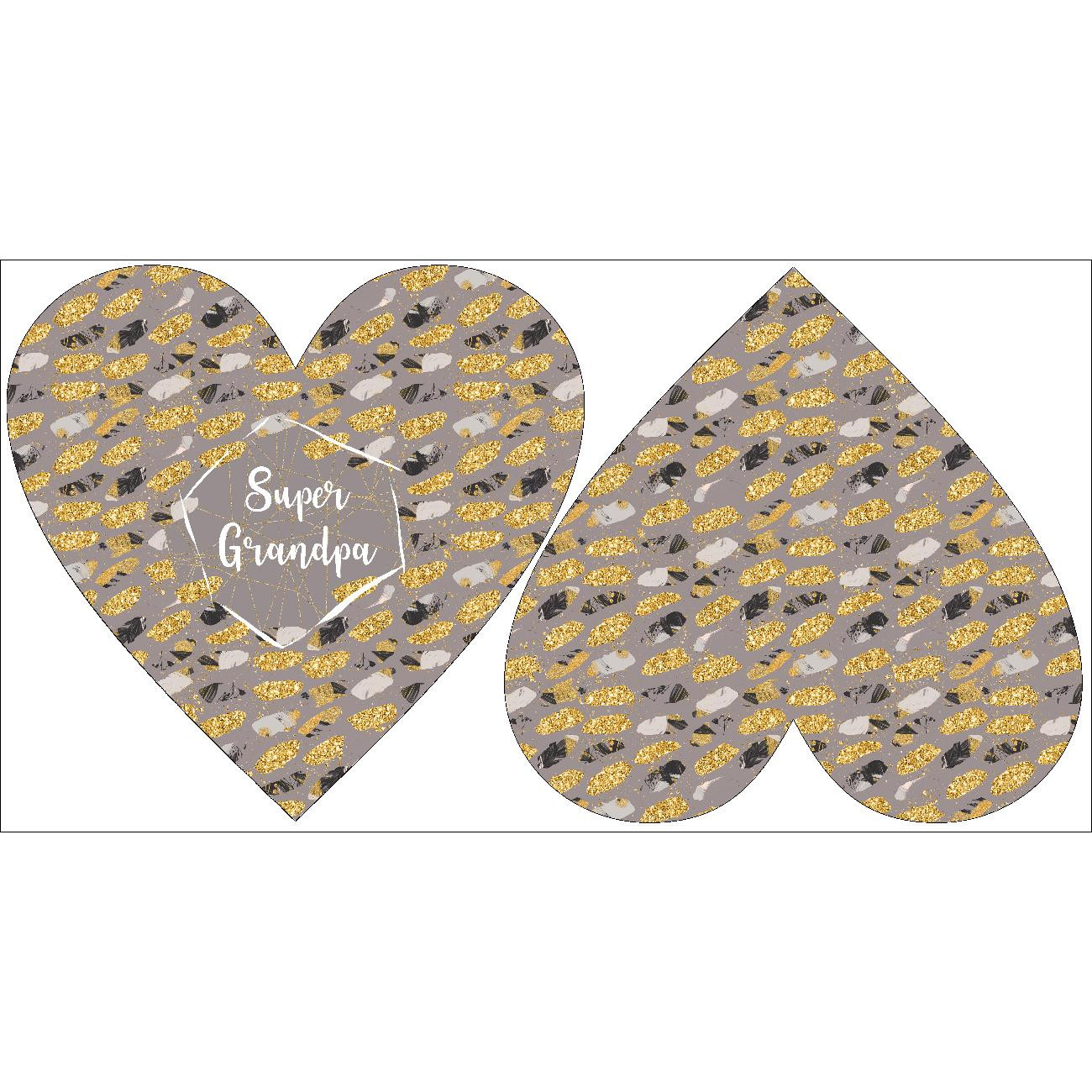 DECORATIVE PILLOW HEART - Super Grandpa / FLOWER BOUQUET  pat. 6 (gold)