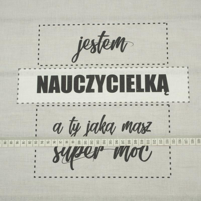 I’m a teacher, what’s your superpower? / grey - Cotton woven fabric panel