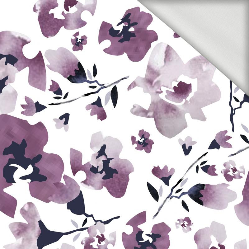 WATER-COLOR FLOWERS pat. 1 (purple) - looped knit fabric