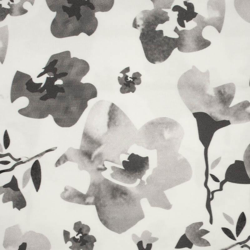 WATER-COLOR FLOWERS pat. 1 (grey) - single jersey with elastane 