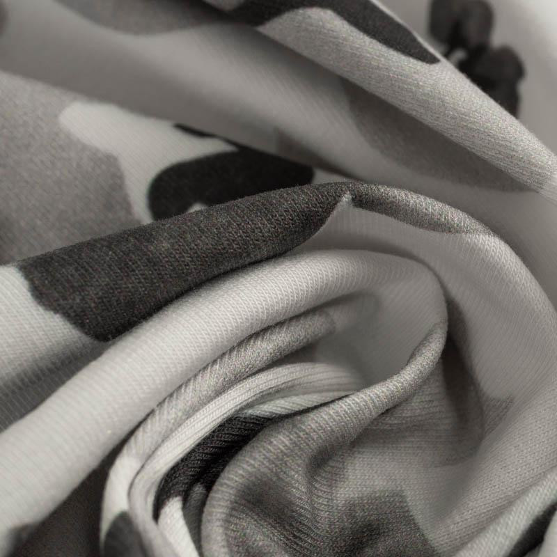 WATER-COLOR FLOWERS pat. 1 (grey) - looped knit fabric