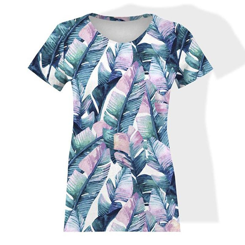 WOMEN’S T-SHIRT- WATER-COLOR LEAVES - single jersey