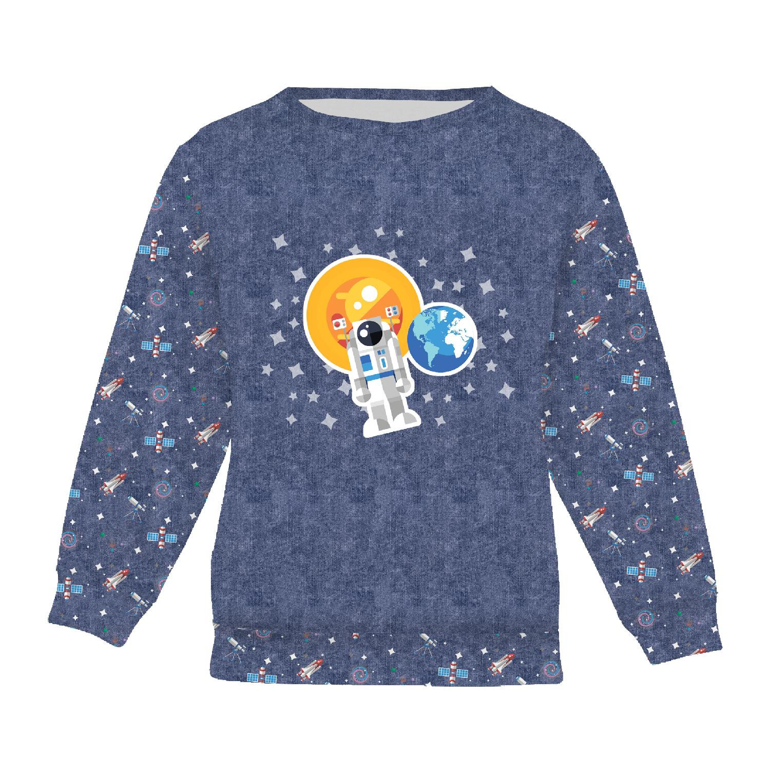 CHILDREN'S (NOE) SWEATSHIRT - ASTRONAUT (SPACE EXPEDITION) / ACID WASH DARK BLUE - sewing set