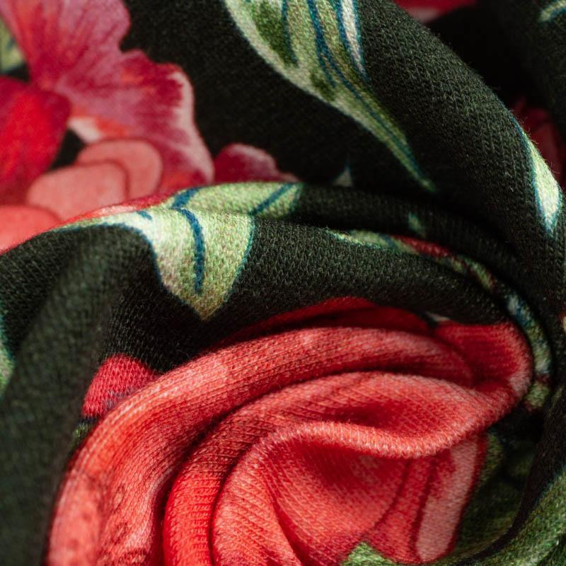 AZALEAS (RED GARDEN) - looped knit fabric