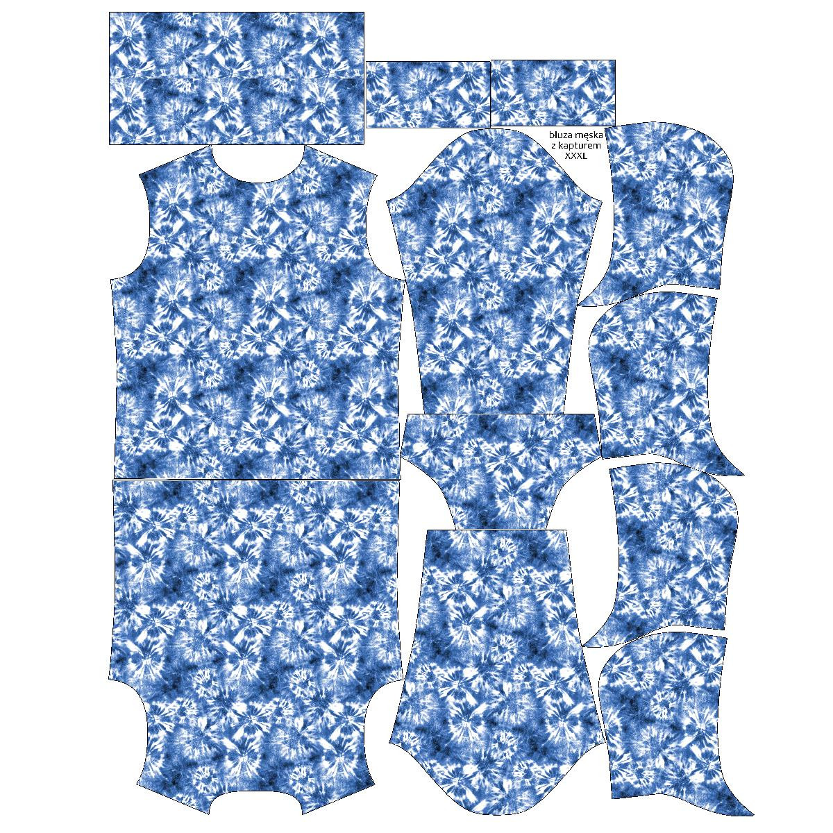 MEN’S HOODIE (COLORADO) - BATIK pat. 1 / classic blue - sewing set 