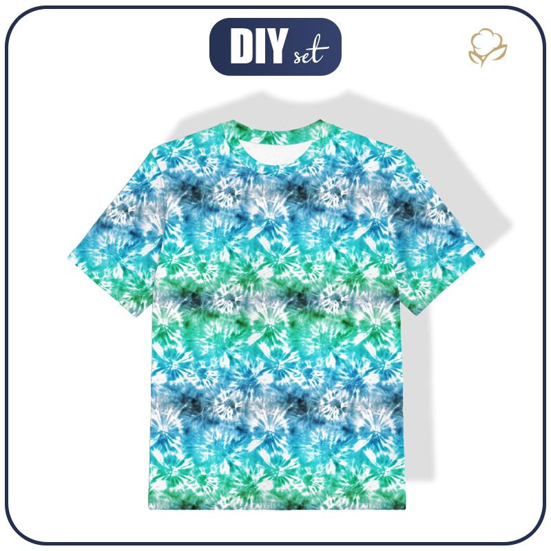 KID’S T-SHIRT- BATIK pat. 1 / blue - green - single jersey