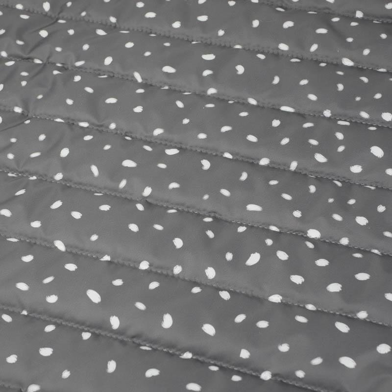 WHITE TRACES / dark grey (MAGICAL CHRISTMAS FOREST) - nylon fabric quilted in stripes