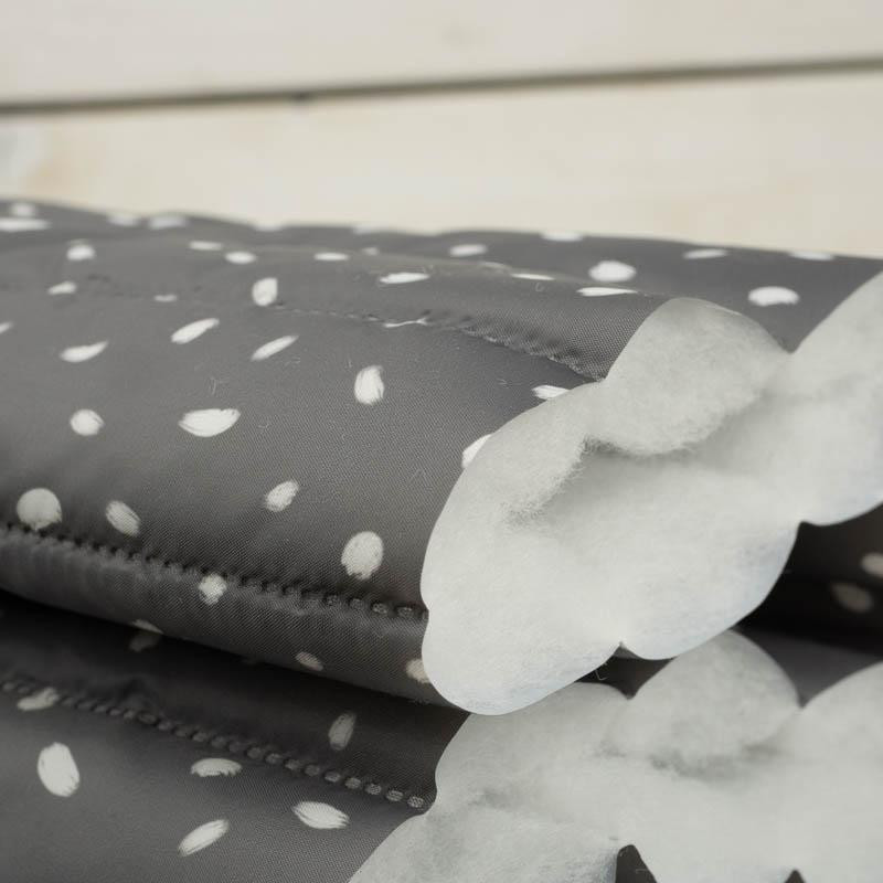 WHITE TRACES / dark grey (MAGICAL CHRISTMAS FOREST) - nylon fabric quilted in stripes