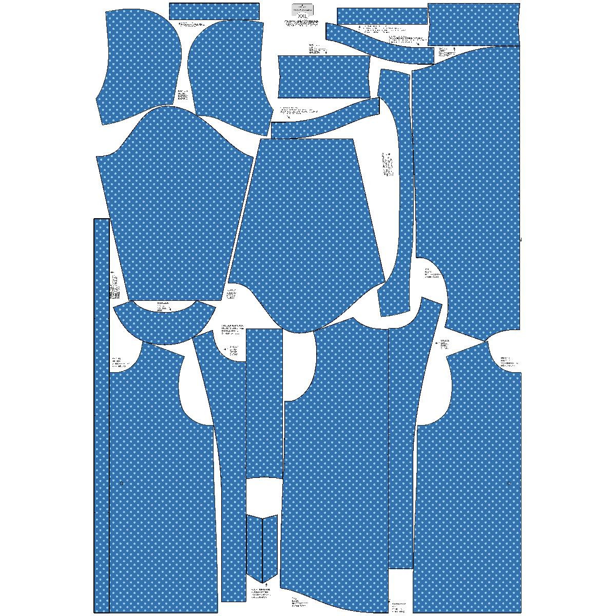 WOMEN'S PARKA (ANNA) - LIGHT BLUE DOTS / BLUE (PUMPKIN GARDEN) - softshell