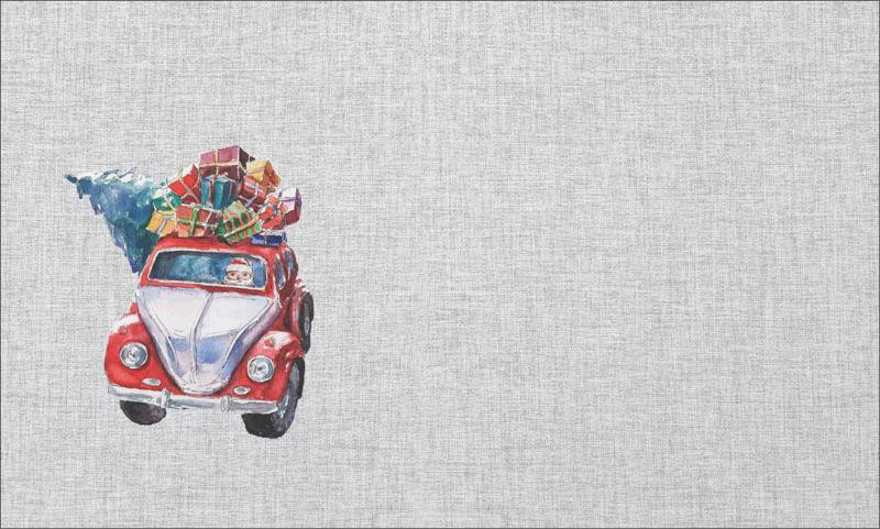 SANTA’S CART - acid wash grey - jute - Cotton woven fabric panel / Choice of sizes