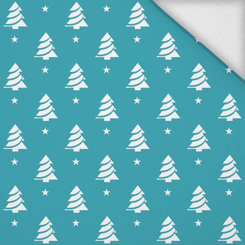 CHRISTMAS TREES WITH STARS / dark turquoise - looped knit 