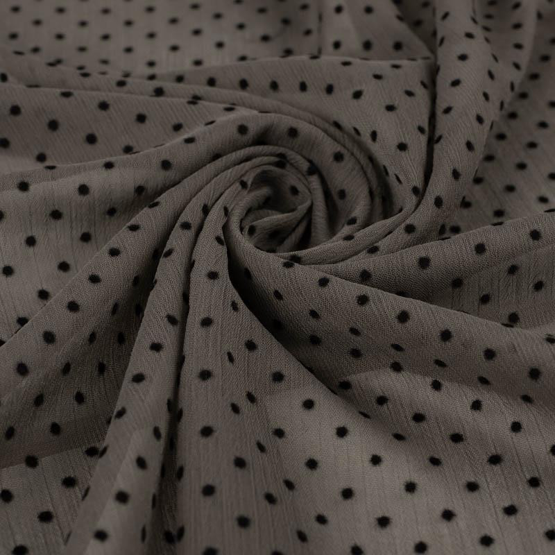 DARK BEIGE - Polka dot crushed chiffon