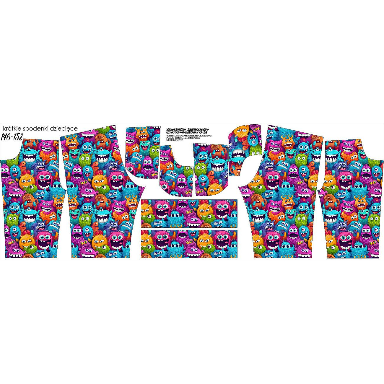 KID`S SHORTS (RIO) - CRAZY MONSTERS PAT. 3 - looped knit fabric 
