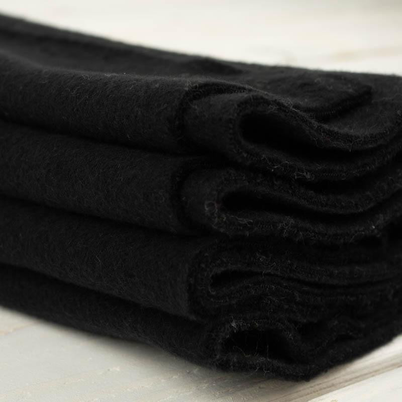 BLACK - Double-sided cotton fleece