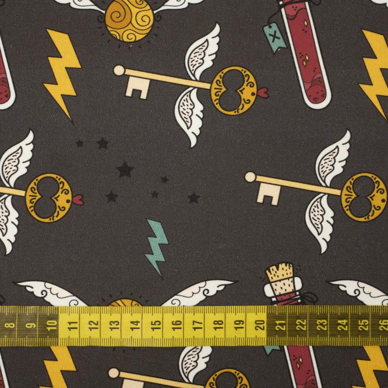 MAGIC MIX PAT. 5 (MAGIC SCHOOL) / graphite - looped knit fabric