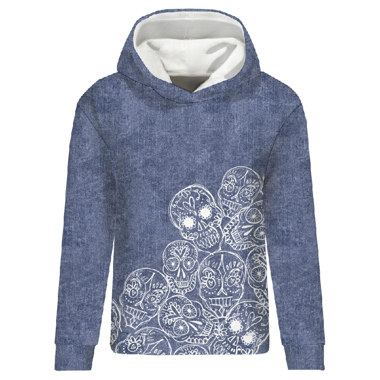 CLASSIC WOMEN’S HOODIE (POLA) - SKULLS pat. 5 (DIA DE LOS MUERTOS) - looped knit fabric 