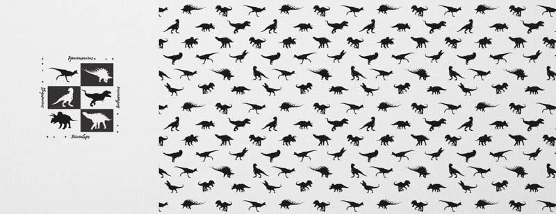 DINO BLACK / white - SINGLE JERSEY PANORAMIC PANEL 