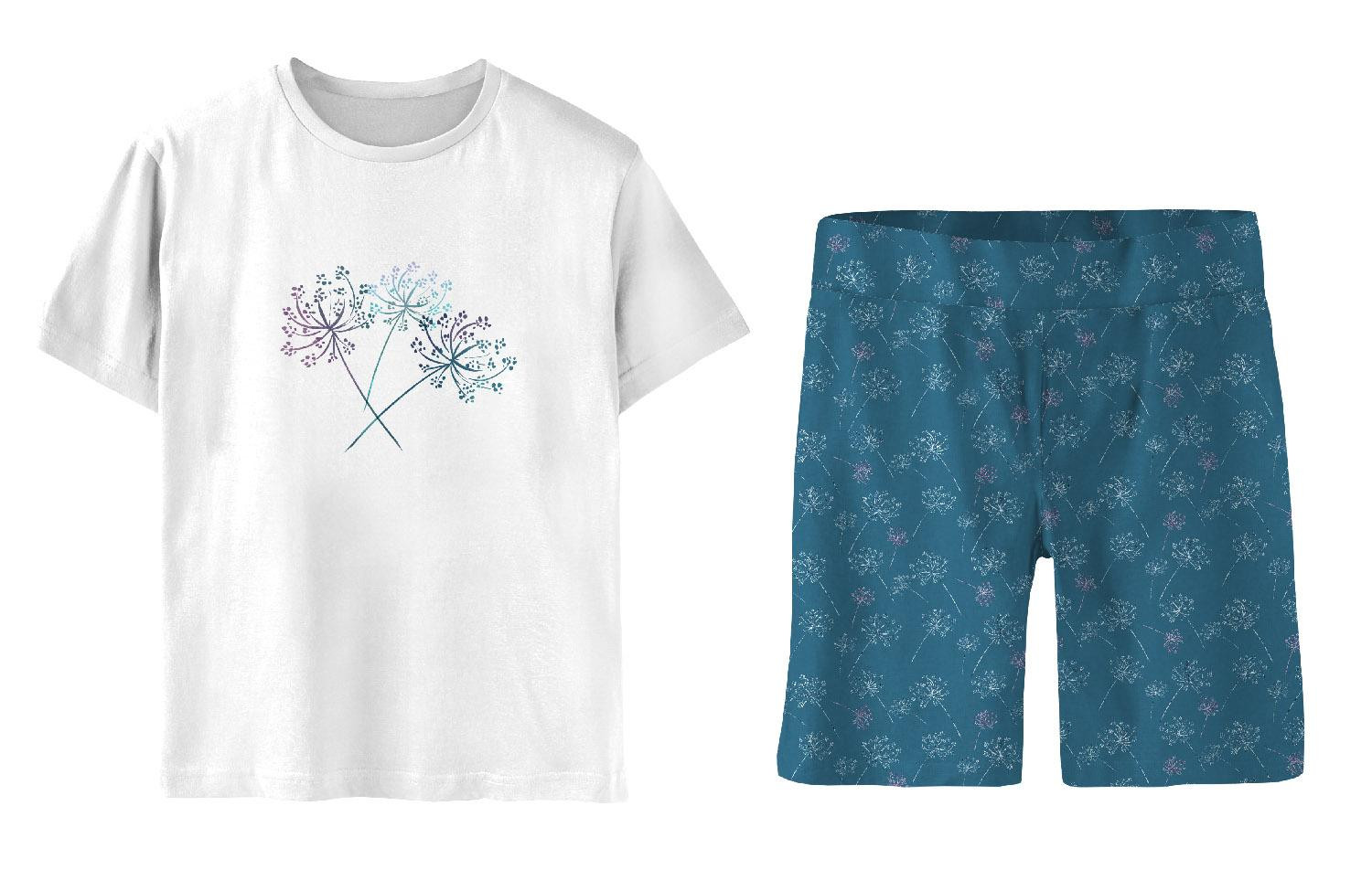 CHILDREN'S PAJAMAS "ADA" - GLITTER DANDELIONS (DRAGONFLIES AND DANDELIONS) - sewing set