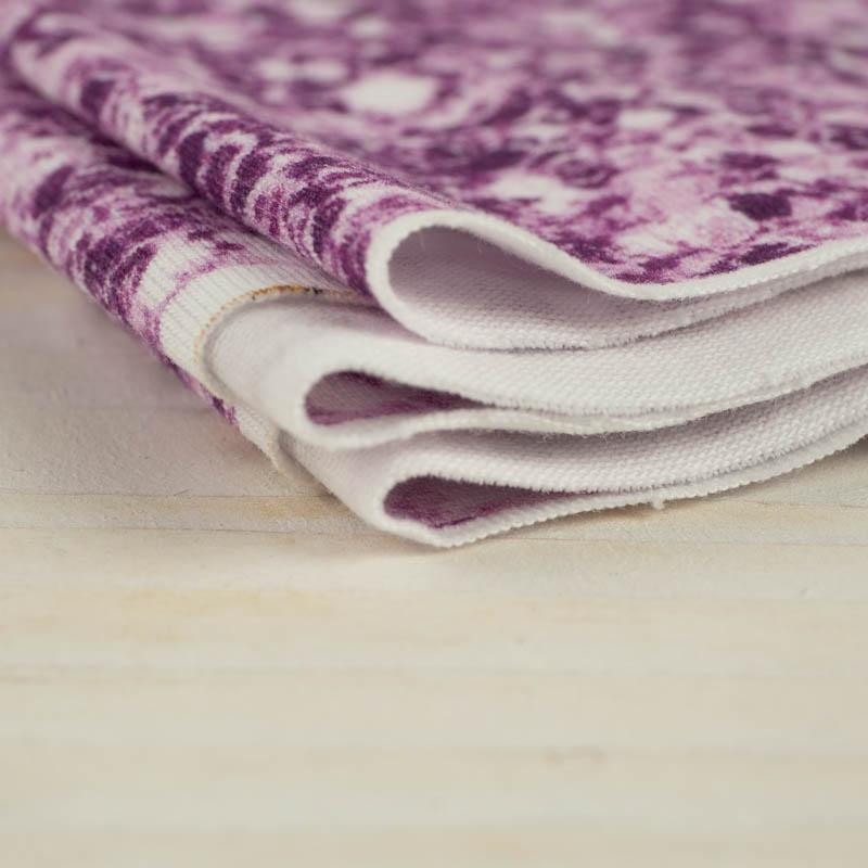 PURPLE GLITTER (DRAGONFLIES AND DANDELIONS) - looped knit fabric