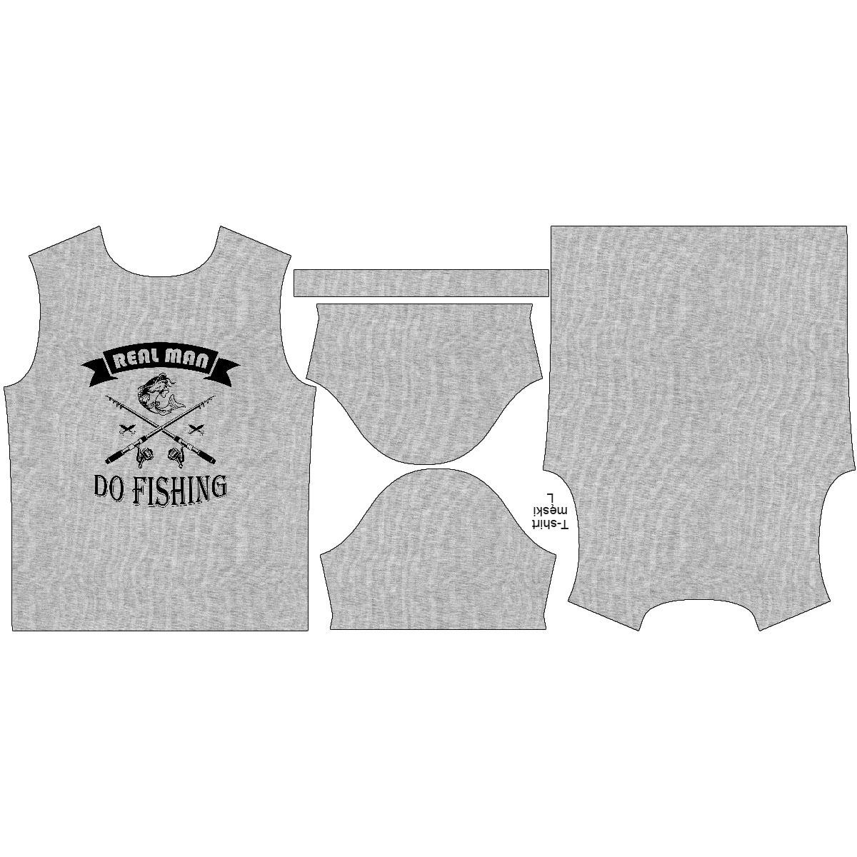 MEN’S T-SHIRT - DO FISHING / melange light grey - single jersey