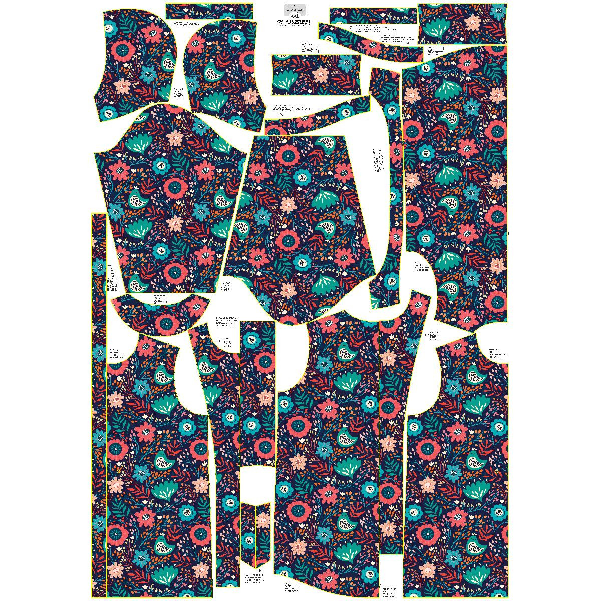 WOMEN'S PARKA (ANNA) - FOLK BIRDS / navy - softshell