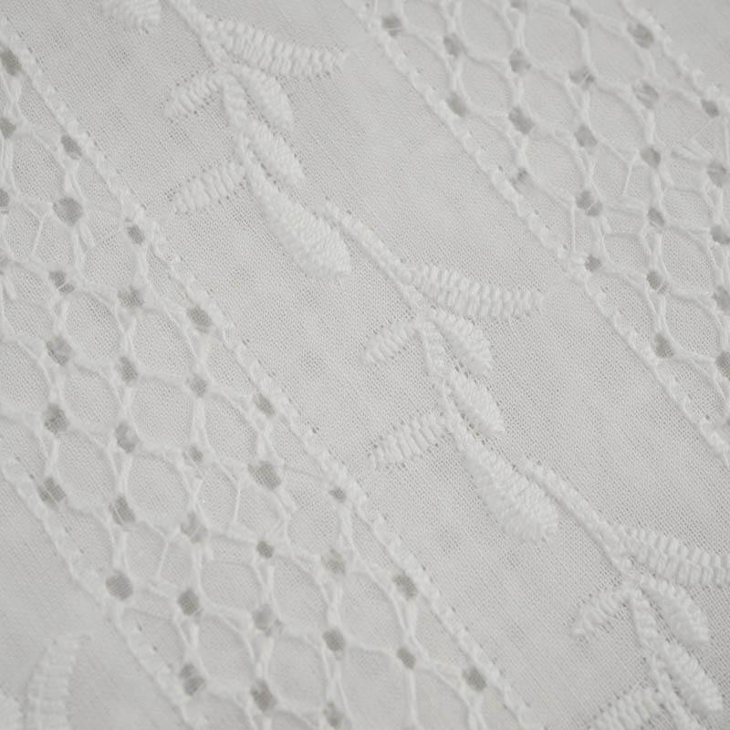 TWIGS / white - Embroidered cotton fabric