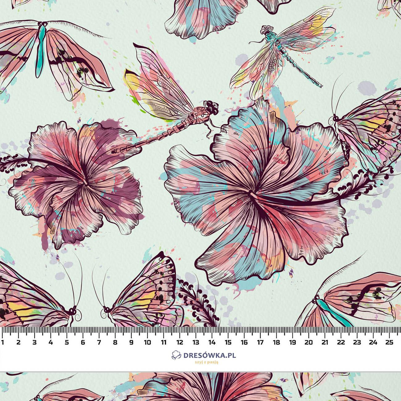 HIBISCUS AND BUTTERFLIES - Crepe