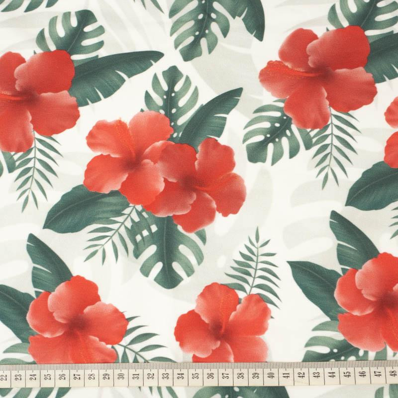 HIBISCUS Pat. 2 / red - looped knit fabric