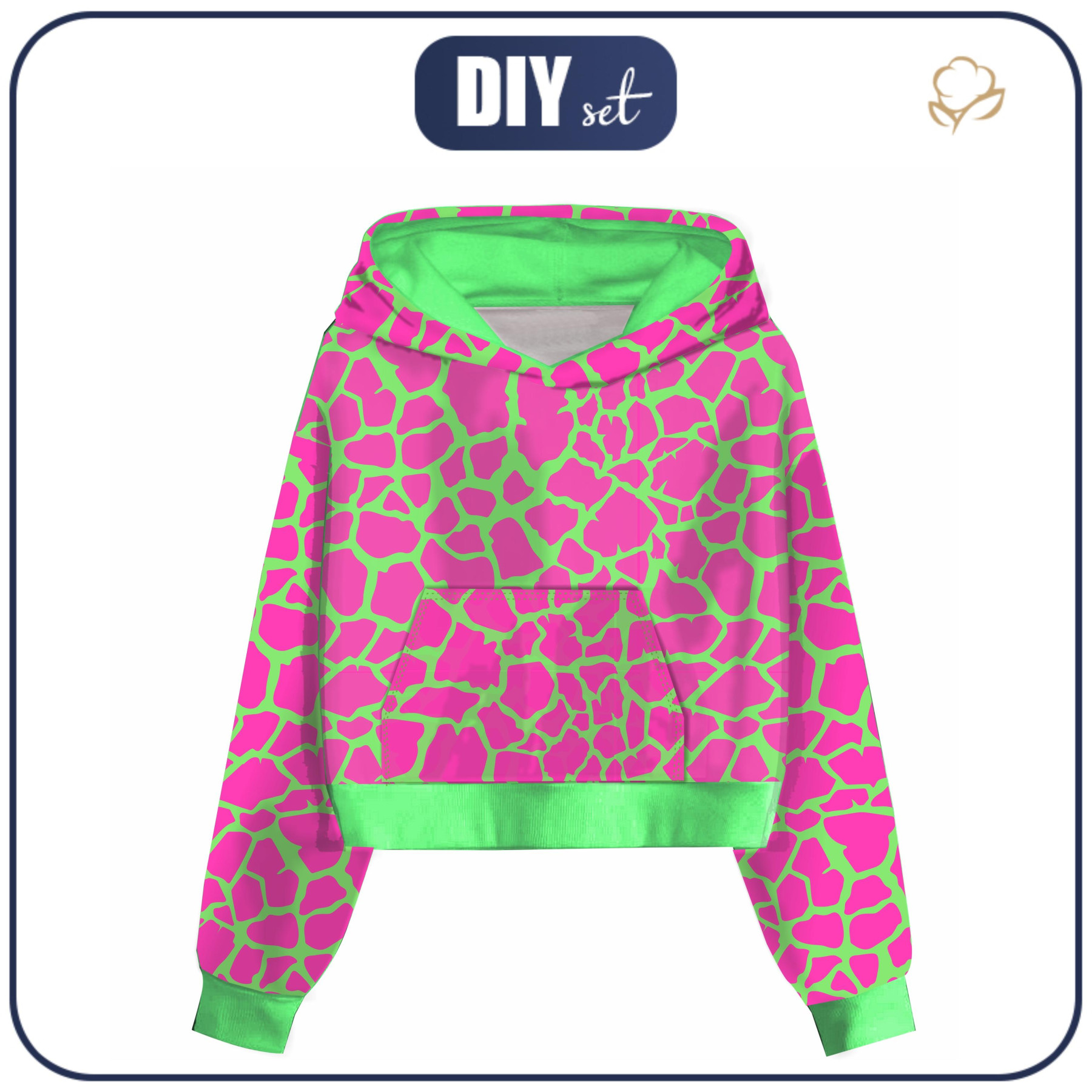 Cropped hoodie (IDA) - NEON SPOTS PAT. 4 - sewing set