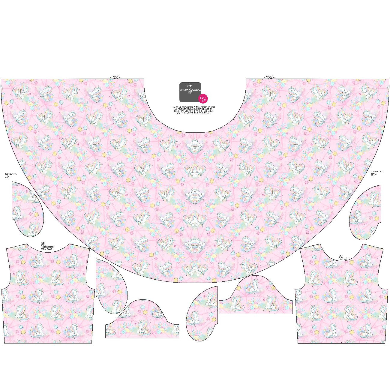 KID'S DRESS "MIA" - UNICORNS AND FLOWERS pat. 2 (WONDERLAND) - sewing set