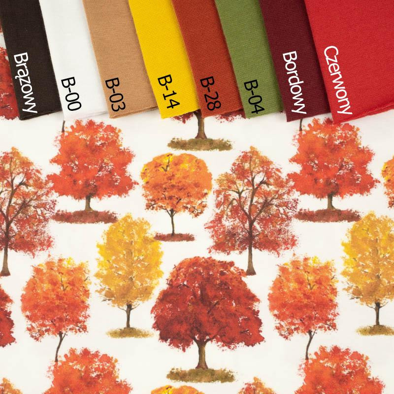 AUTUMN TREES / white (PUMPKIN GARDEN) - looped knit fabric