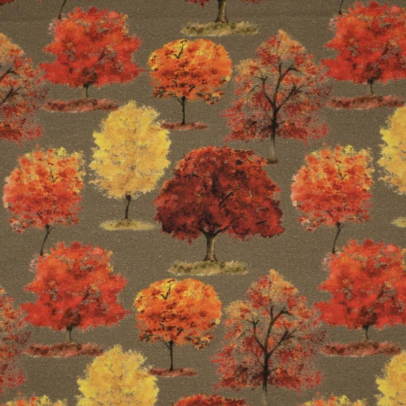AUTUMN TREES / khaki (PUMPKIN GARDEN) - single jersey 