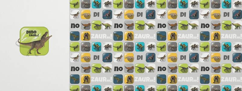 DINO TILES PAT. 3 / green - Panoramic panel - looped knit fabric with elastane