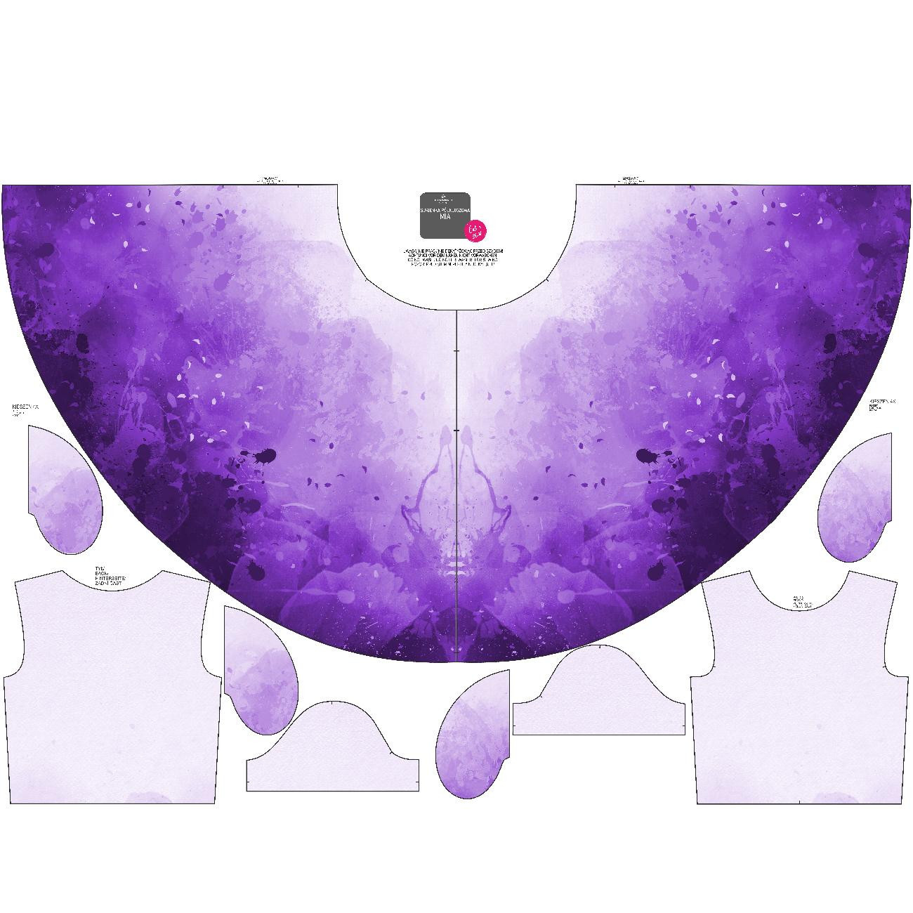 KID'S DRESS "MIA" - SPECKS (purple) - sewing set
