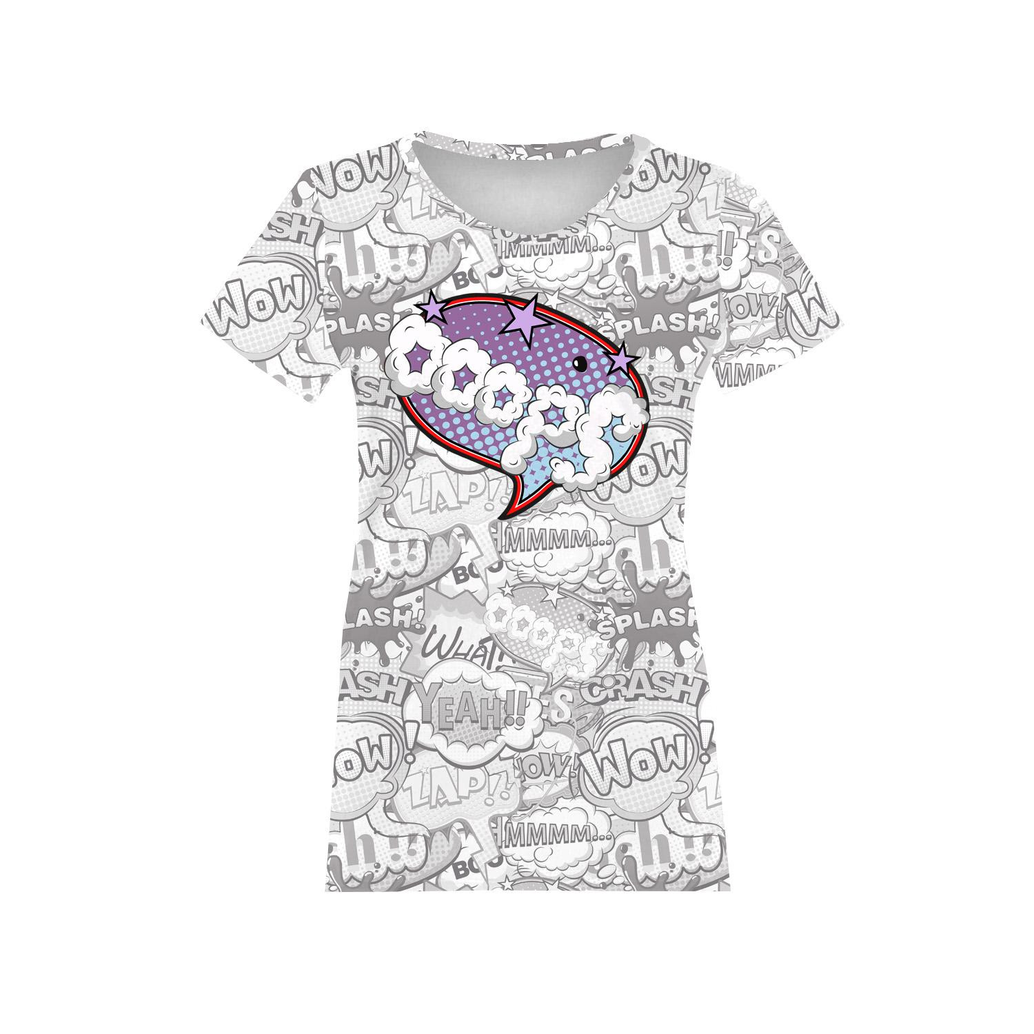 WOMEN’S T-SHIRT - COMIC BOOK / ooops (purple - red) - single jersey