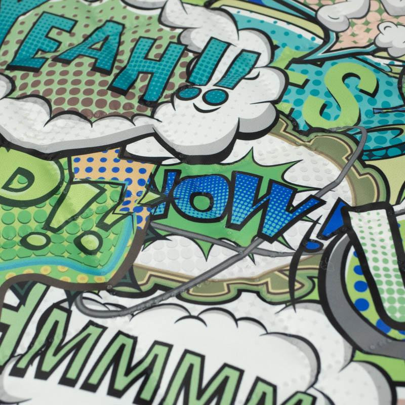 COMIC BOOK (green - blue) - Quilted nylon fabric 