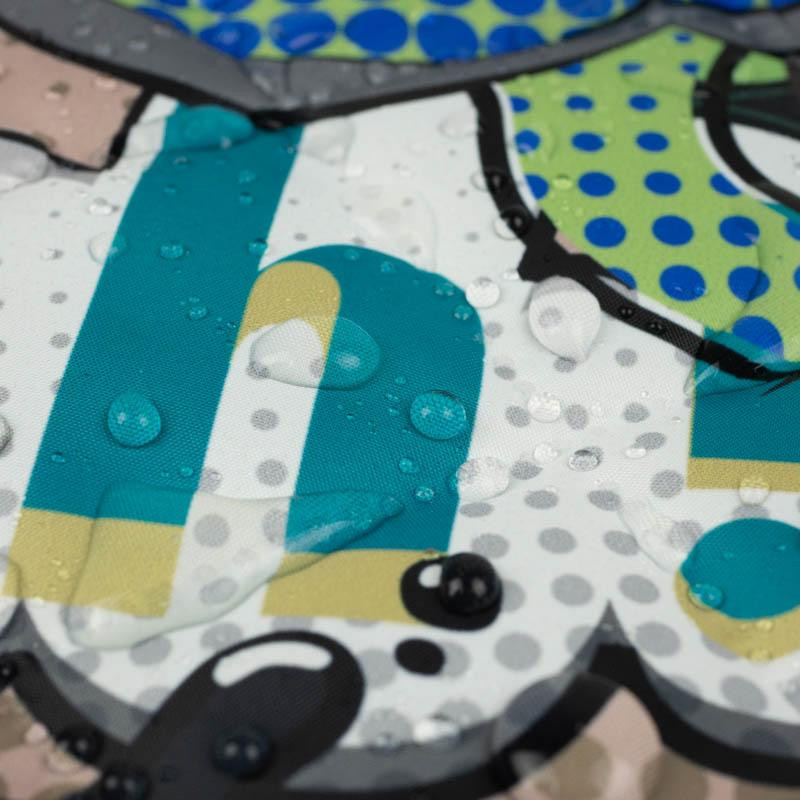 COMIC BOOK (green - blue) - Quilted nylon fabric 
