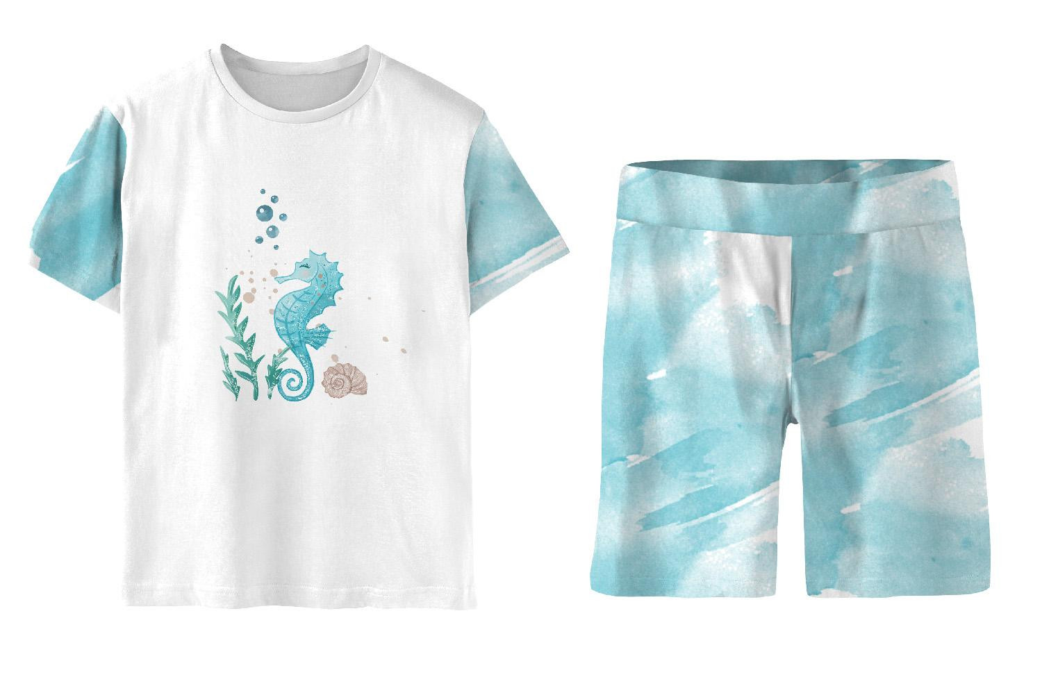 CHILDREN'S PAJAMAS "ADA" - SEA HORSES - sewing set