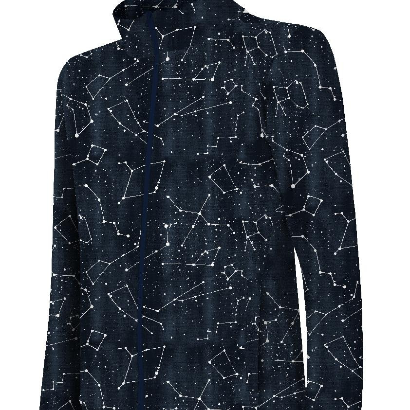 "MAX" CHILDREN'S TRAINING JACKET - CONSTELLATIONS pat. 2 (GALACTIC ANIMALS) / navy - knit with short nap