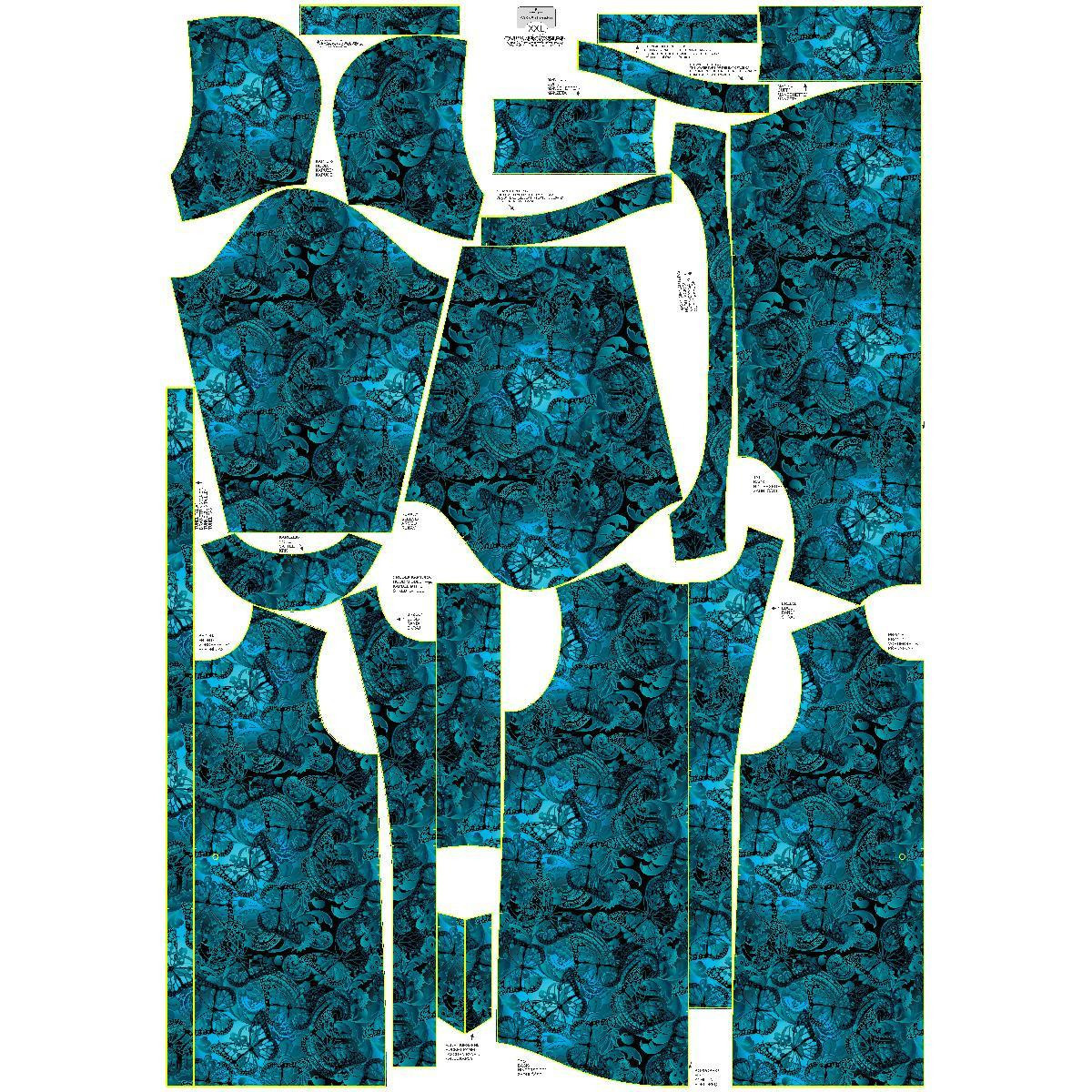 WOMEN'S PARKA (ANNA) - LACE BUTTERFLIES / blue - softshell L
