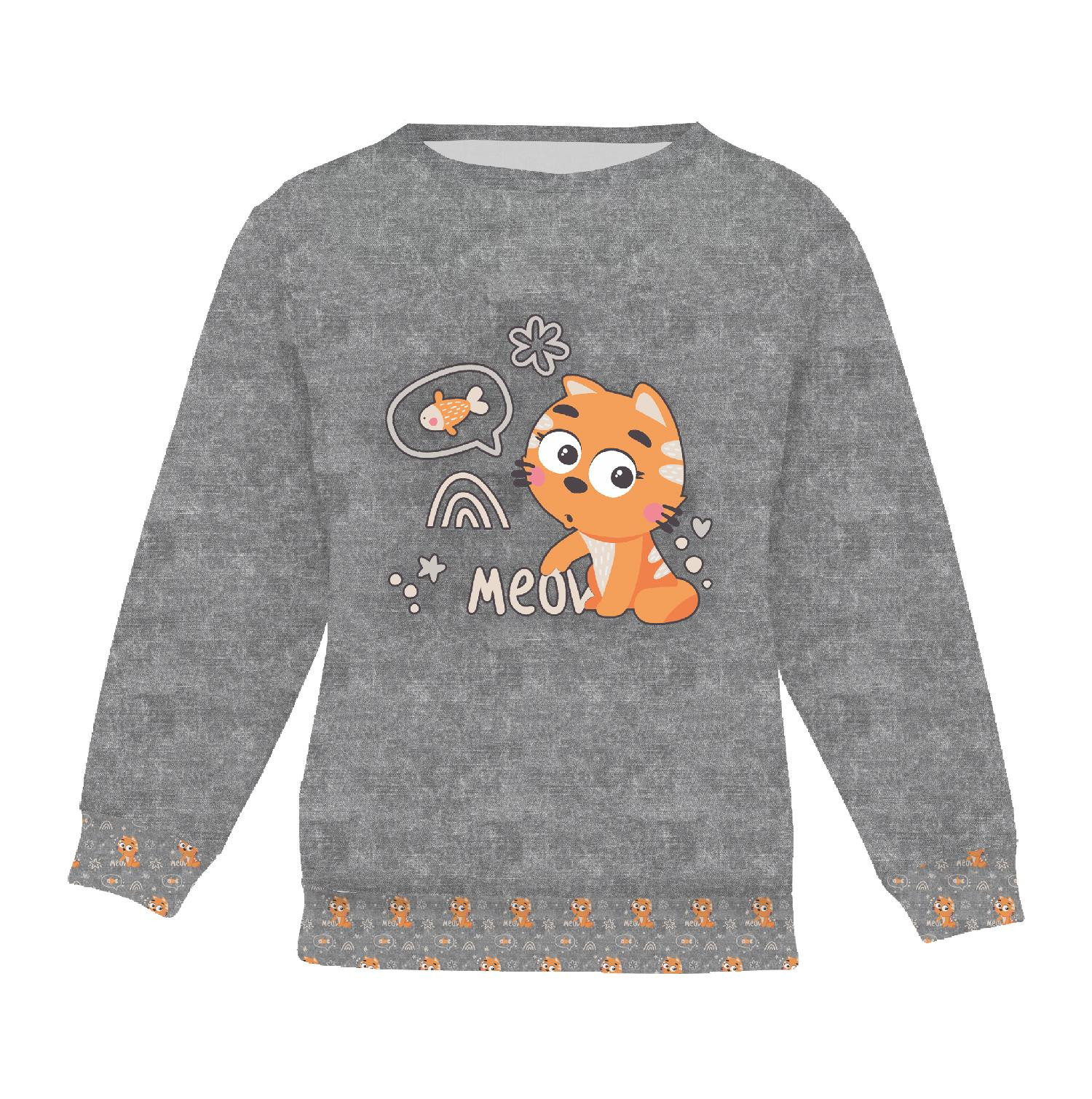 Children's tracksuit (MILAN) - CATS / meow (CATS WORLD ) / ACID WASH GREY - sewing set