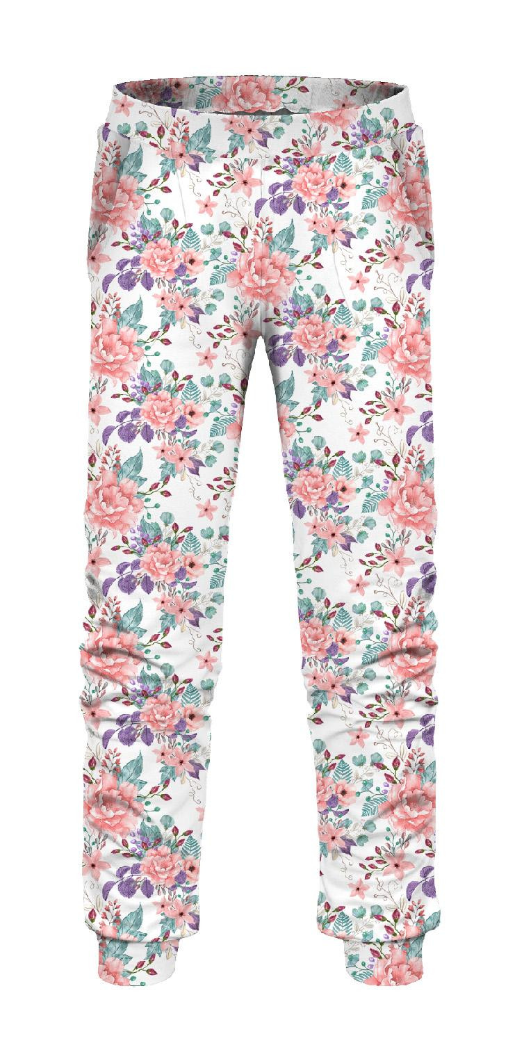 CHILDREN'S JOGGERS (LYON) - WILD ROSE FLOWERS PAT. 1 (BLOOMING MEADOW) - looped knit fabric