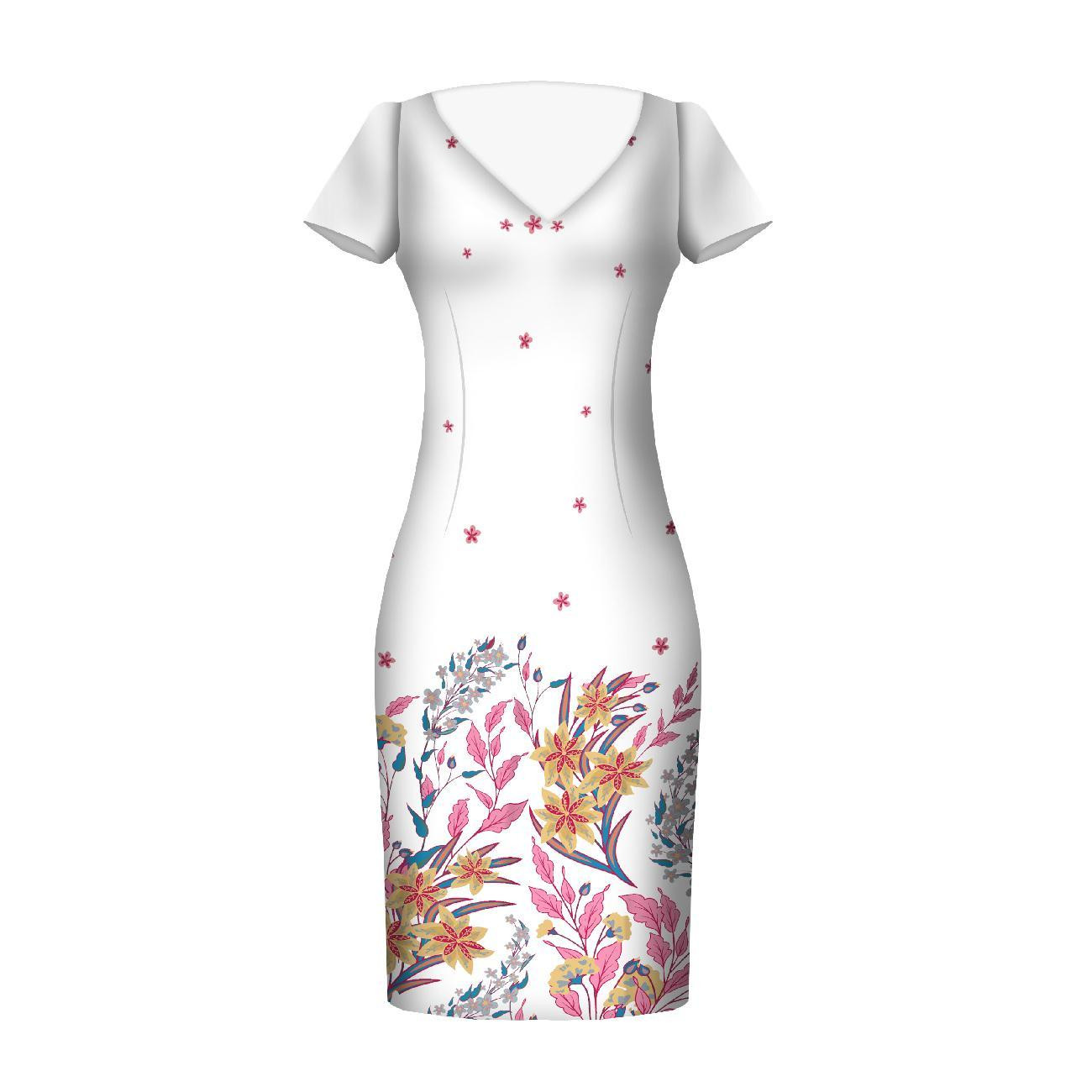 FLOWERS (pattern no. 7) / white - dress panel Cotton muslin