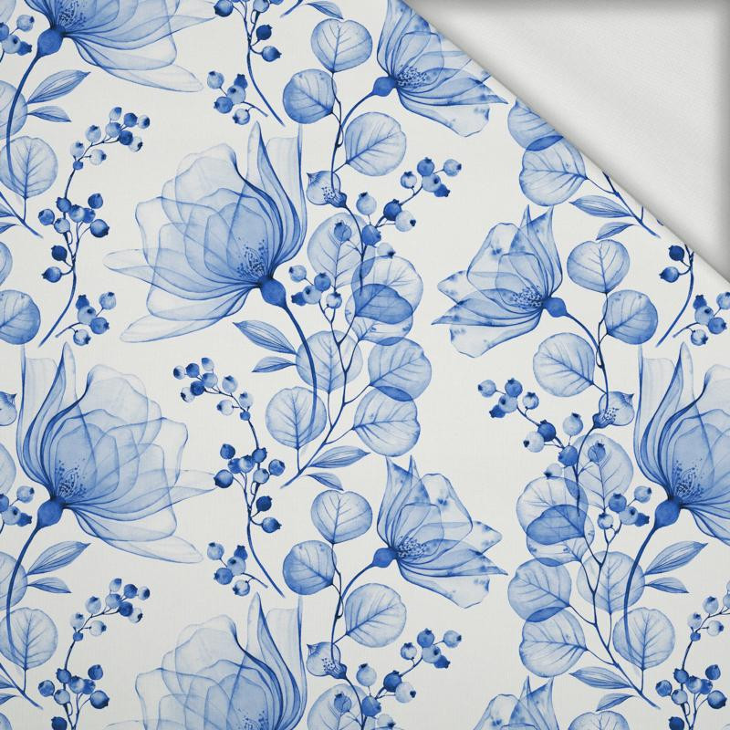 FLOWERS pat. 4 (classic blue) - looped knit fabric