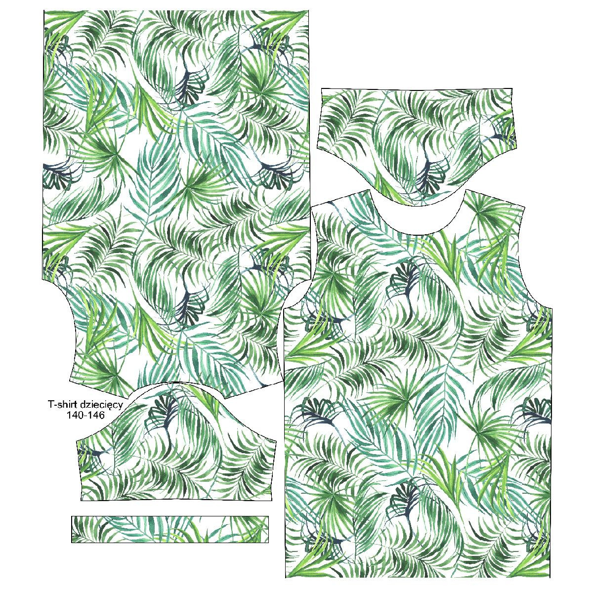 KID’S T-SHIRT - PALM LEAVES pat. 4 / white - single jersey 