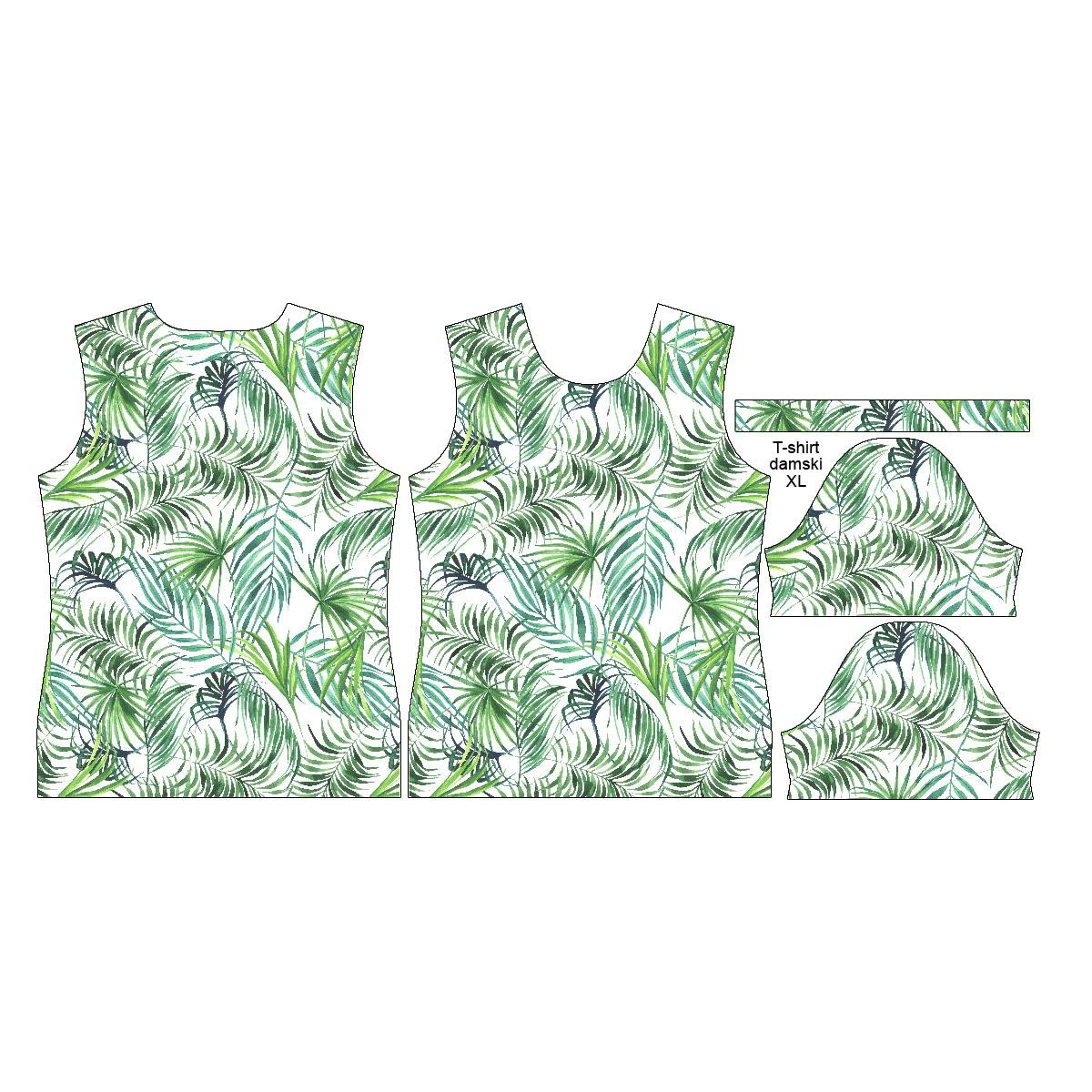 WOMEN’S T-SHIRT - PALM LEAVES pat. 4 / white - single jersey