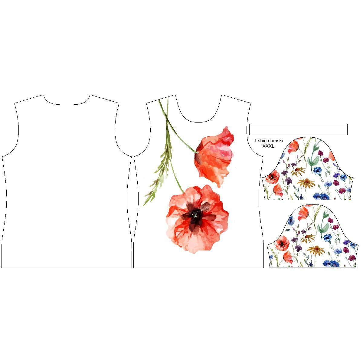 WOMEN’S T-SHIRT M - FIELD FLOWERS pat. 2 - single jersey 