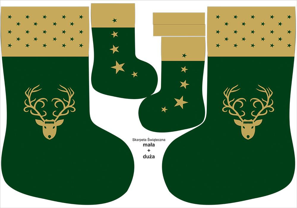 Christmas Stocking Set - GOLDEN REINDEER / green