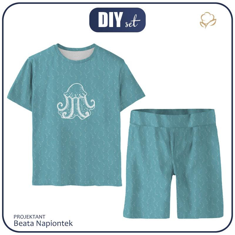 CHILDREN'S PAJAMAS "ADA" - JELLYFISH / SHOAL (BLUE PLANET) - sewing set