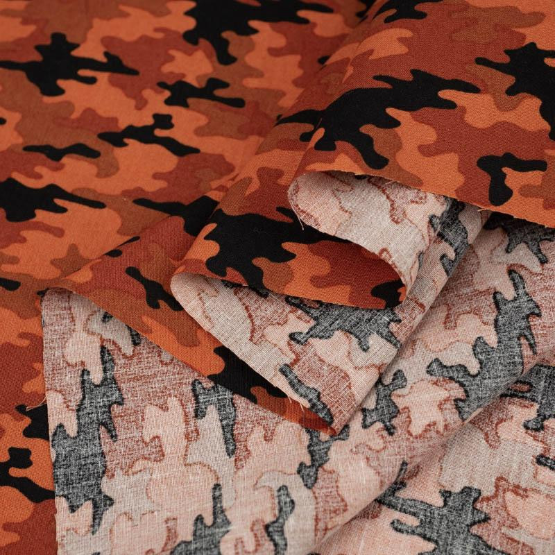 MINI CAMOUFLAGE / brick - POPLIN 100% cotton 